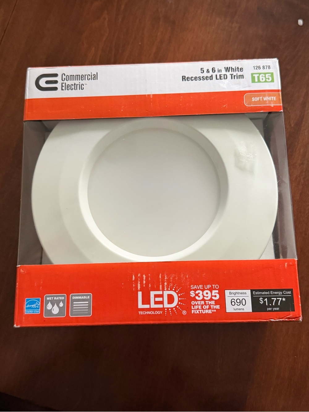 Commercial Electric 5/6” Recessed LED Trim T65 Soft White 690 Lumens New